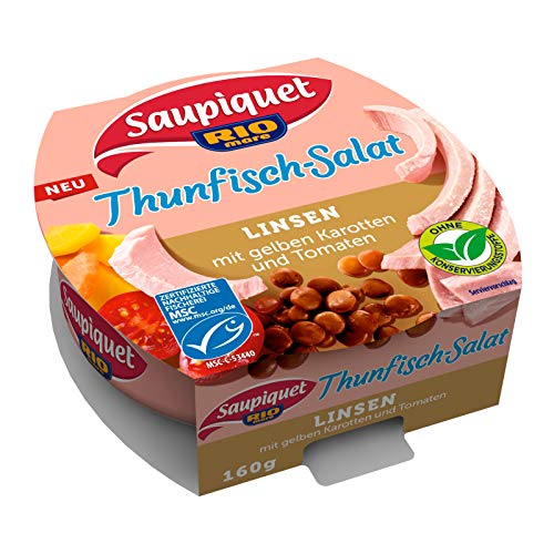 Saupiquet Rio Mare Thunfisch-Salat Linsen MSC zertifiziert Fix und fertig zubereitet Ideal für unterwegs 160g