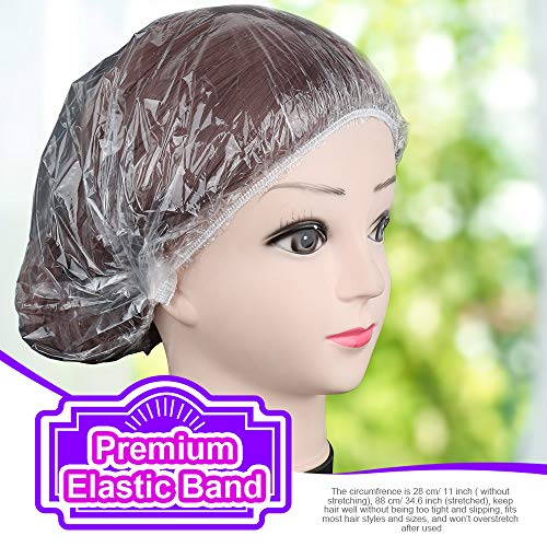 Shower Cap, Leobro 100 Pack Disposable Shower Caps, Clear Plastic Hair Caps, Plastic Shower Caps For Women, Thick Waterproof Bath Caps, Plastic Caps For Hair Treatment, Home Spa Salon Hotel Travel #TOP4