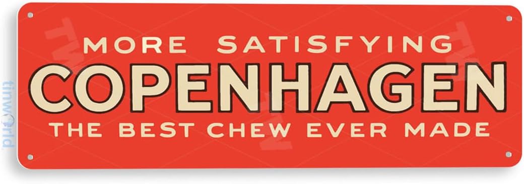 Tinworld Tin Sign: Copenhagen Retro Red Tobacco Metal Decor Smoke Shop Cave A308