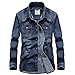 Men's Big & Tall Heavy Canvas Military Shirt Long Sleeve Relaxed Work Jacket Coat-black03-M