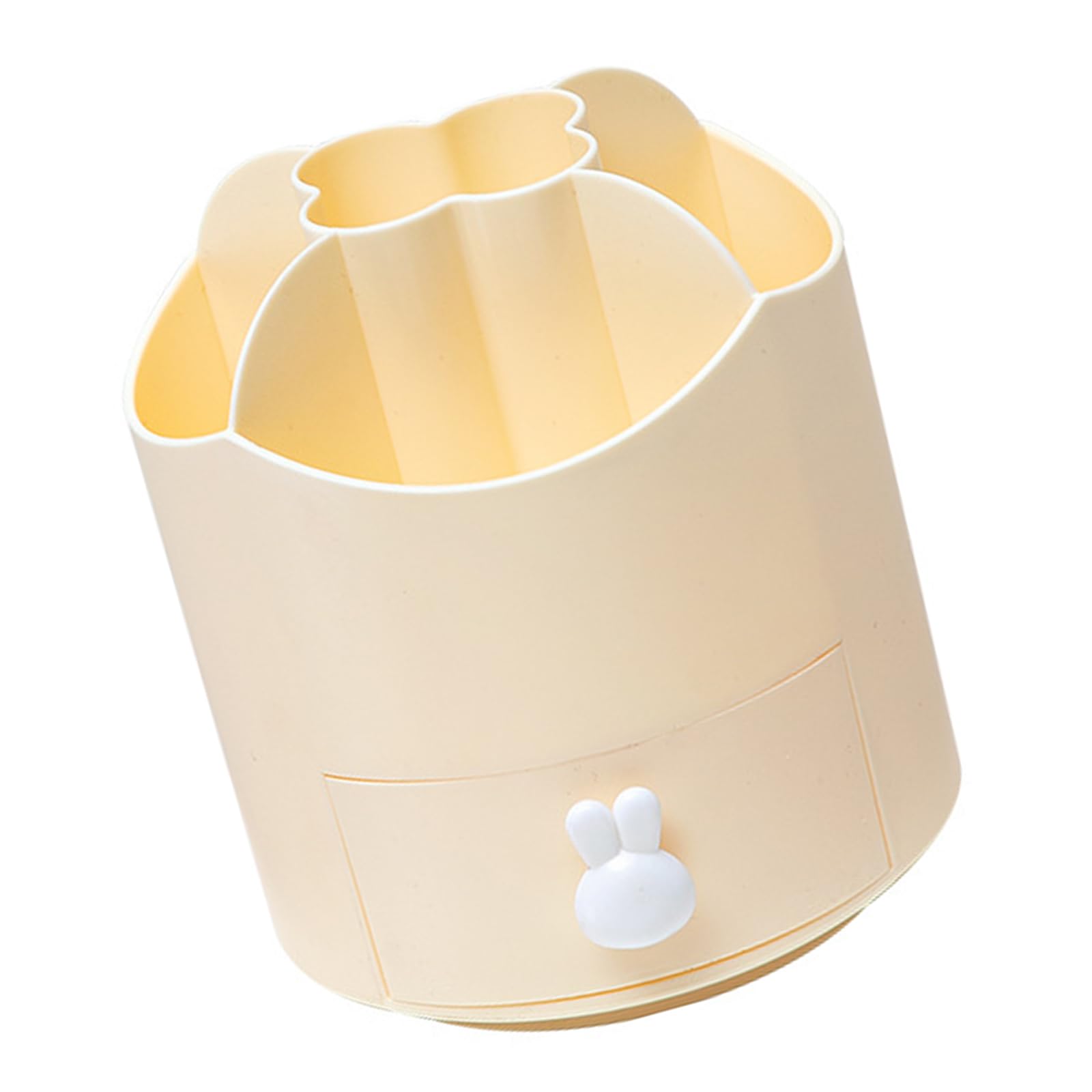 ZBIianxer Rotating Desktop Organiser Container with 5 Compartments Pen Stand with Drawer for Home Offices School Supplies Colorful Pencil Cup