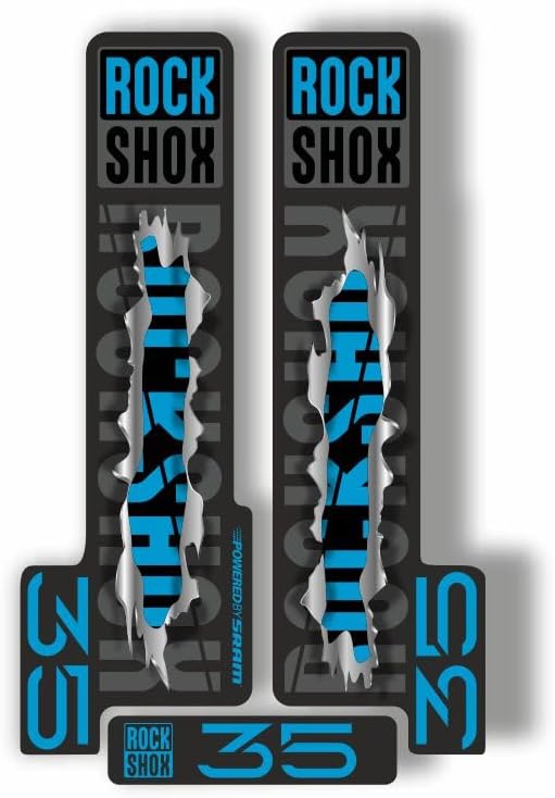 Fork Replacement Decal Sticker Compatibale for Rock Shox 35 2018 Series Blue Metal Torn (Matte)