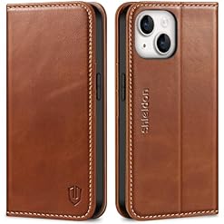Shieldon Case for iPhone 14 5G Genuine Leather Wallet Case RFID Blocking Stand Function Shockproof Full Protection TPU Case Compatible with iPhone 14 61 2022 Retro Brown
