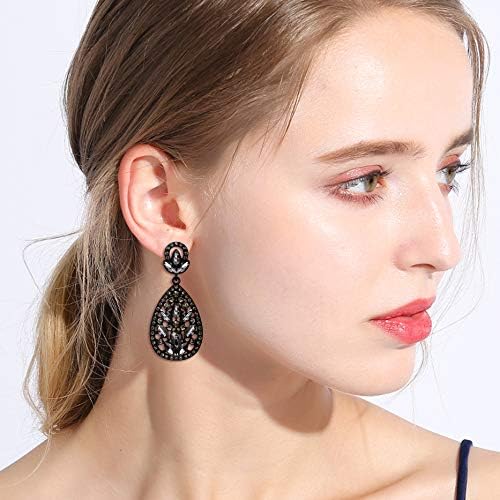 EleQueen Women's Wedding Bridal Austrian Crystal Bohemia Teardrop Chandelier Dangle Earrings - Image 3