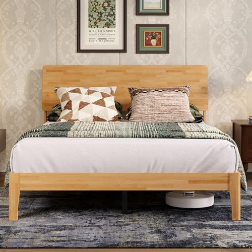Novilla Full Size Bed Frame with 3-Level Adjustable Storage Headboard,