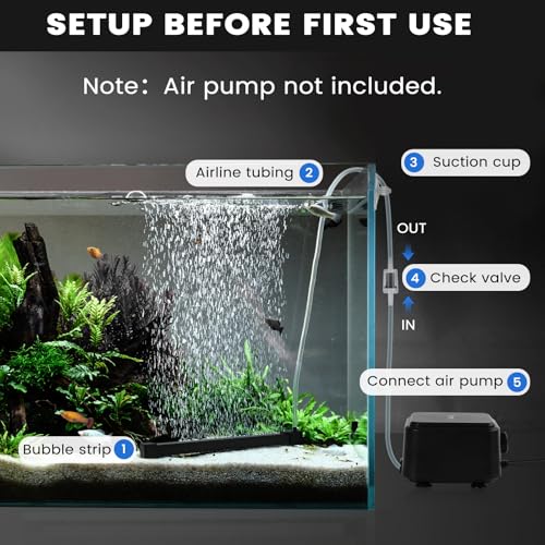hygger Weighted Nano Mist Bubble Wall Bar, 31.5\" Self-Sinking ABS Air Stone Strip with Gentle Oxygen Diffuser for Freshwater & Marine Aquarium, Hydroponics