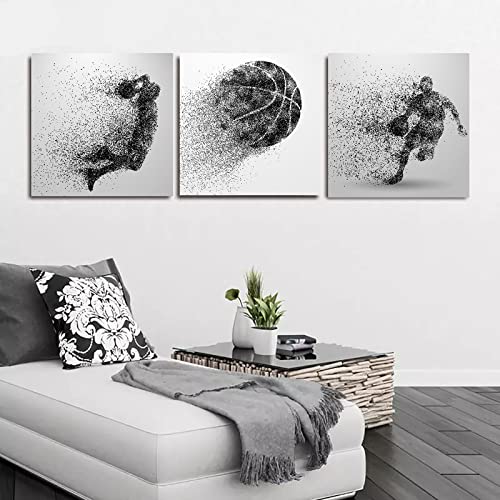 Basketball Canvas Wall Art Sports Posters Boys Room Decor Sports Wall Art Basketball Wall Decor Art Prints Basketball Particle Silhouette Home Decor Basketball Fan Memorabilia Gifts Set Of 3 Unframed #TOP3