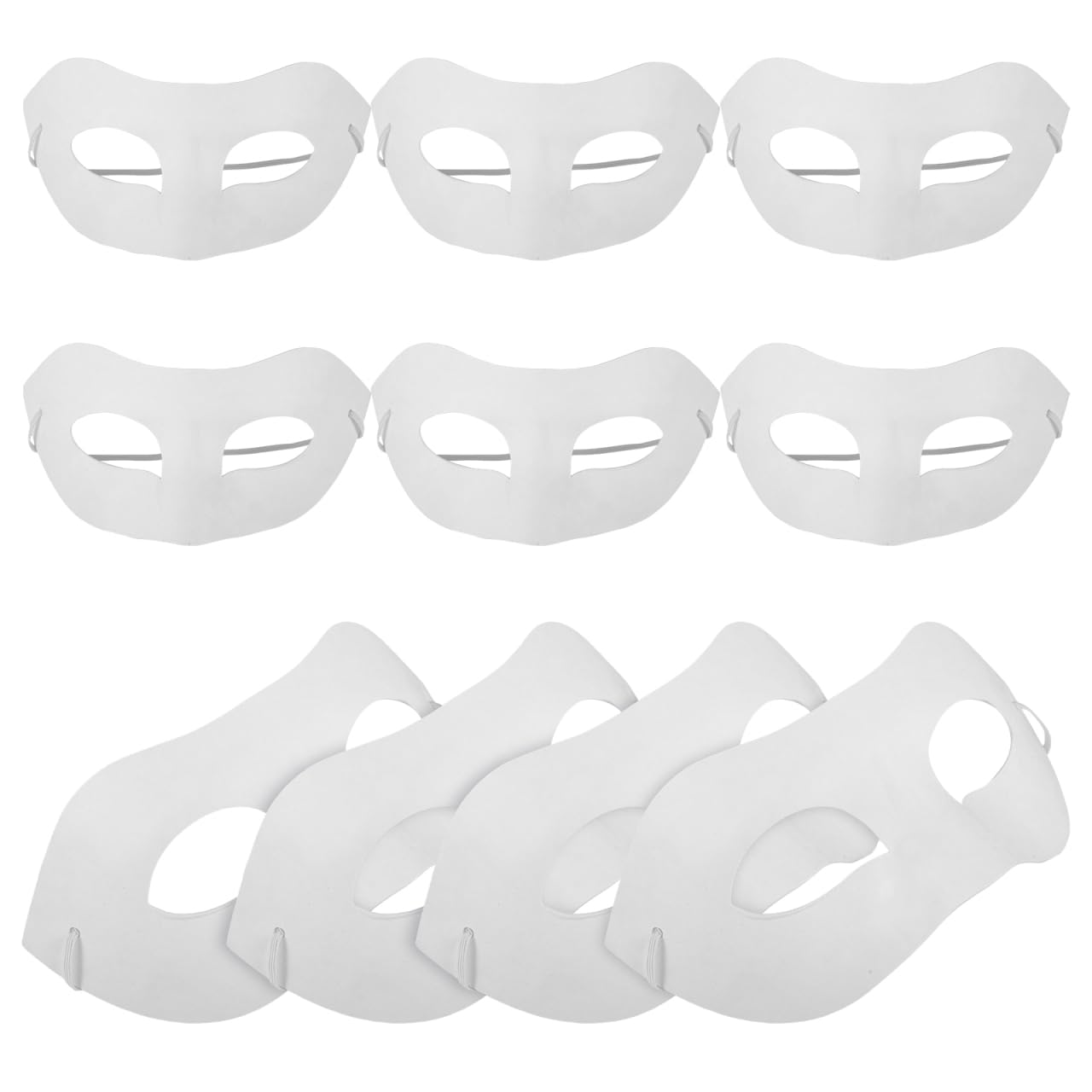 UKCOCO DIY White Paper Masks: 10 pcs Blank Half Face Mask with Elastic Band - DIY Blank Paintable for Women Men - Carnival Halloween Party Masquerade Cosplay Party