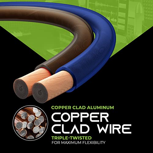 14 Gauge Car Speaker Wire, Gearit Pro Series (100 Feet, Soft Touch Translucent Blue/Black) Copper Clad Aluminum Cca 14 Awg Automotive Car Speaker Wire For Car Stereo, Car Audio Wiring Kit - 100Ft #TOP4
