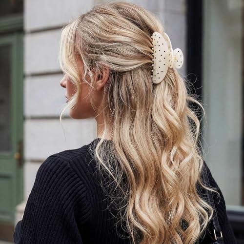 Pinzas para cabello grandes lunares crema pack 2 miniatura 3