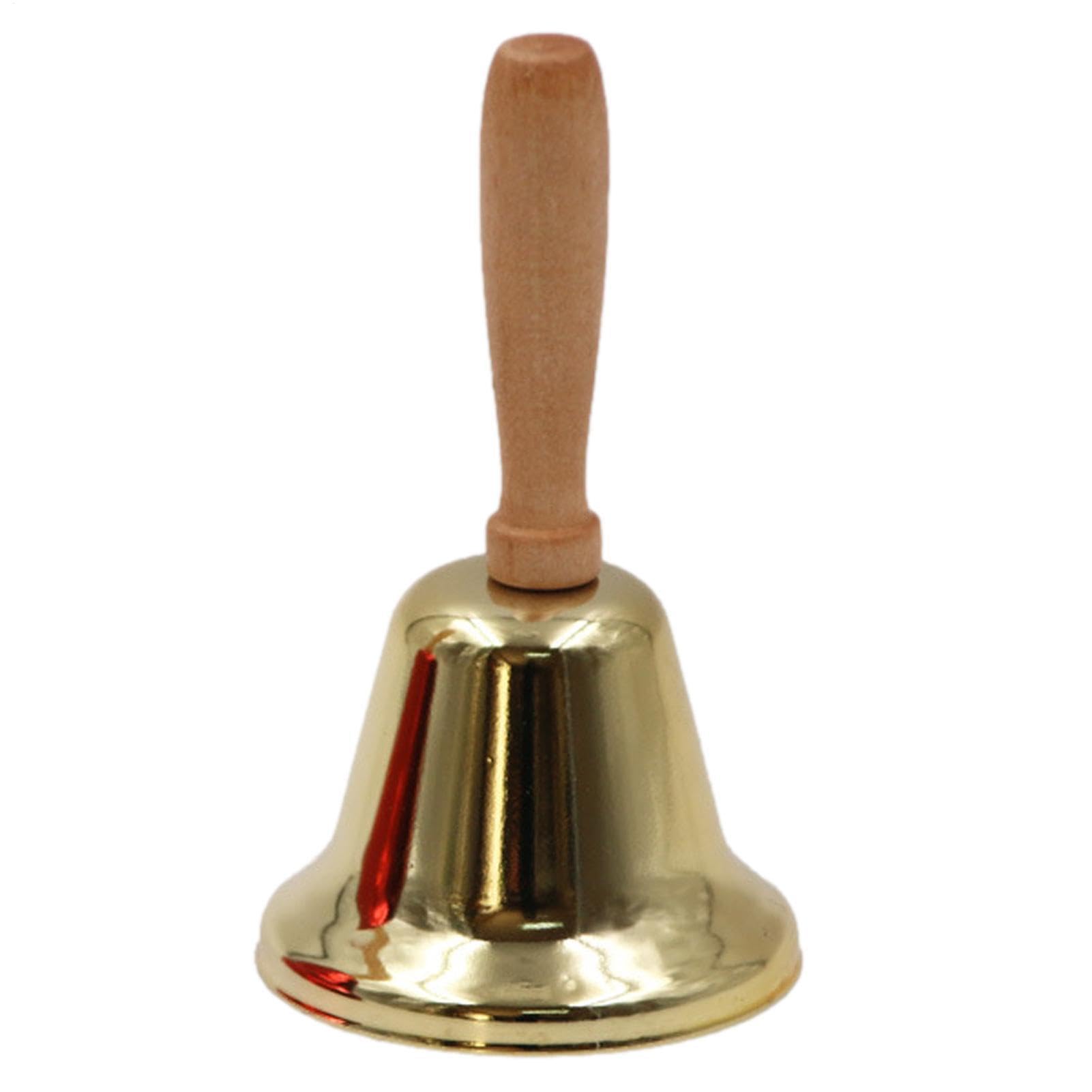 Hand Bell, Hand Call Bell, Butler Bell Reception Call Bell, Metal Tea Hand Bell, Service Bell, Dinner Bell, Metal Call Bell With Wooden Handle, Counter Reception Bell, For Elderly And Adults