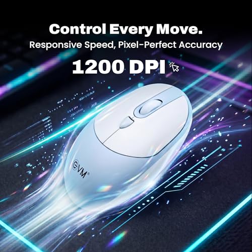 Image of EVM 2.4GHz Wireless Mouse with USB Receiver | 1200 DPI Optical Sensor | 4 Keys Ergonomic Mouse | Smooth Tracking | Wireless Mouse for Laptop, Desktop & Mac | EWLM-540-Blue