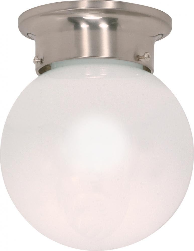 Nuvo Lighting 60/245 One Light Flush Mount, Brushed Nickel/White Glass