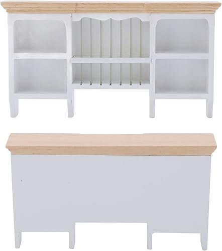 Miniatura 9 de 1/12 Miniatura Gabinete de almacenamiento montado en la pared Pintado a mano casa de muñecas Armario hecho a mano Mini estante (blanco)