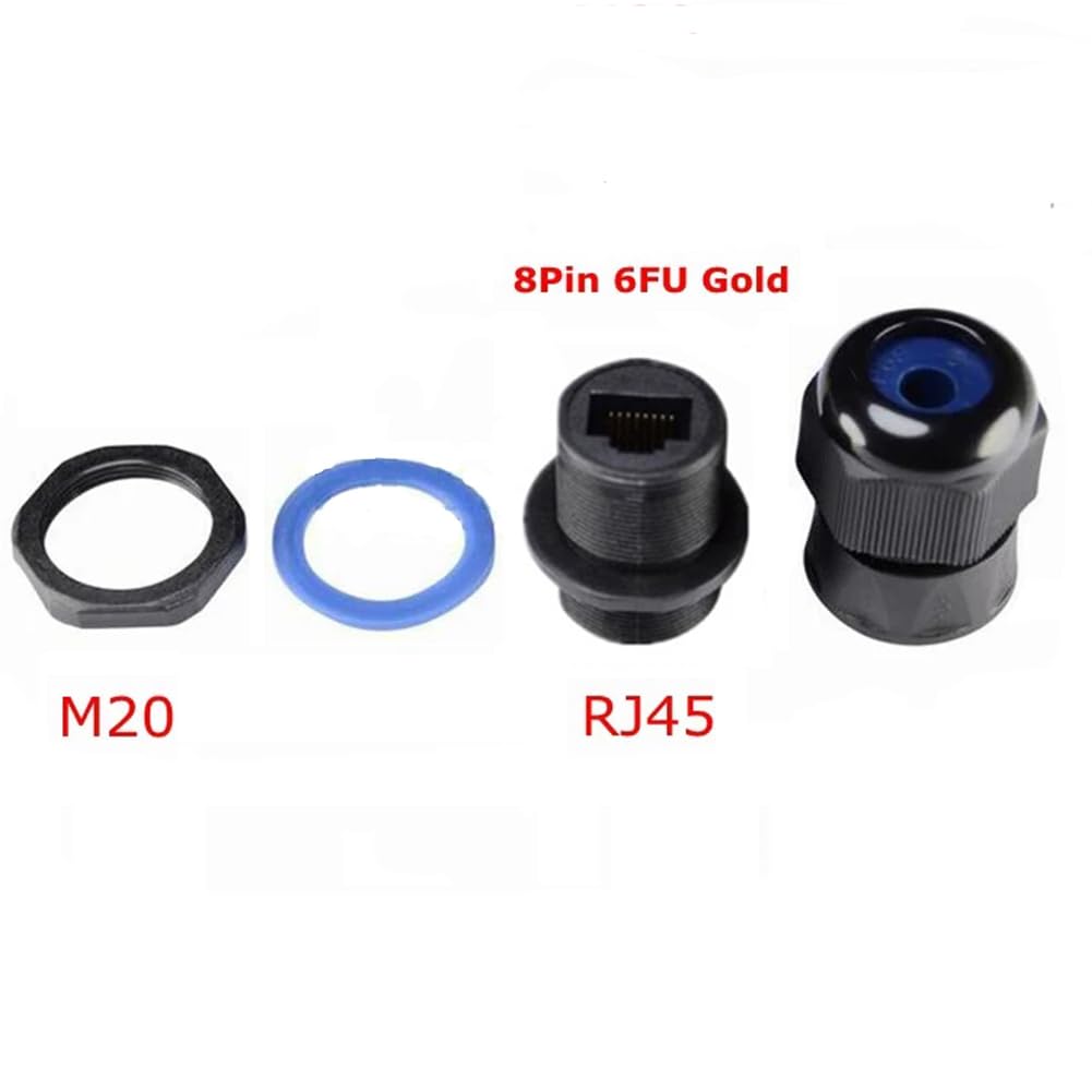 PENGLIN Lot de 5 connecteurs étanches RJ45 pour montage sur panneau | Coupleur de câble Ethernet LAN Cat5/5e/6 avec couvercle étanche/anti-poussière pour réseau extérieur