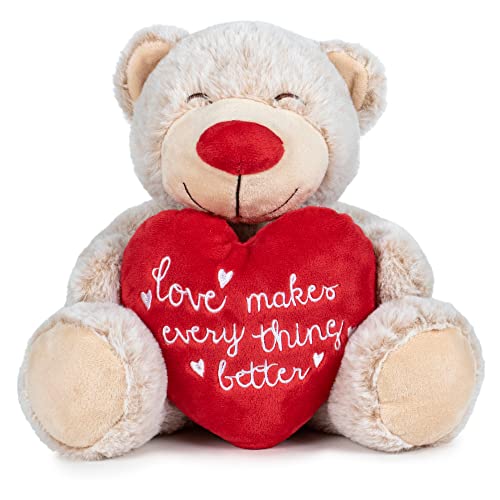 Famosa Softies - Love Makes Everything Better, Oso de Peluche de 37cm. Un Peluche Suave Regalar en San Valentín