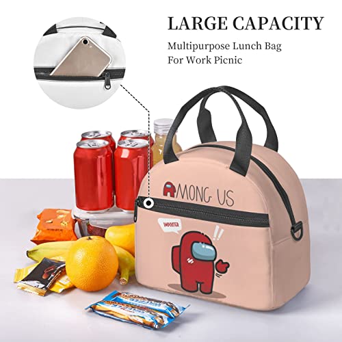 Qiakaa Cute Red Impostor Lunch Bag For Women Men Insulated Thermal Lunch Box With Detachable And Adjustable Strap Tote Bag For Office Work Camping Travel Picnic #TOP4