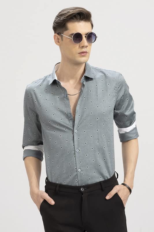 Image of SNITCH French Crown Green Shirt Slim Fit Shirt