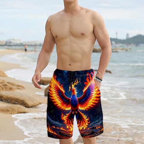 Mens Swim Trunks Board Shorts Long Quick Dry Flame Phoenix(22) Swimwear Shorts with Mesh Lining4