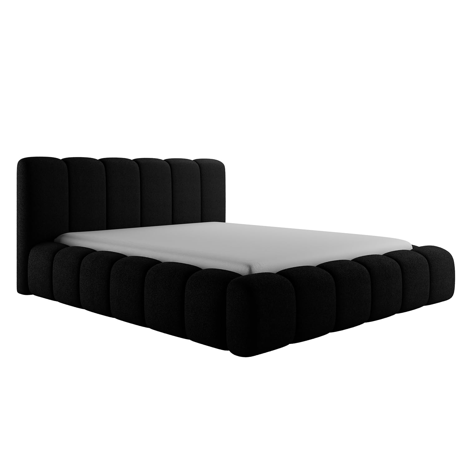MEBLINI Polsterbett 180x200 mit Lattenrost - Schwarz Boucle ohne Matratze - SOFINA - Bubble Bett - Cloud - Marshmallow Bed - Kopfteil Bett mit Stauraum - Betten