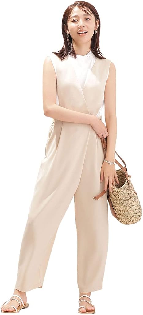 Amazon ナノ ユニバース Nano Universe Web限定 ワイドサスペンダーサロペット F クリーム Nano Universe ロングパンツ 通販