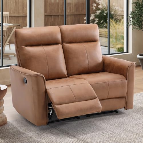 ANJ Loveseat Recliner Chair, 2 Seat Reclining Loveseat Sofa and Couch Set Soft Fabric Manual Recliner with Overstuffed Arms and Back for Living Room Bedroom