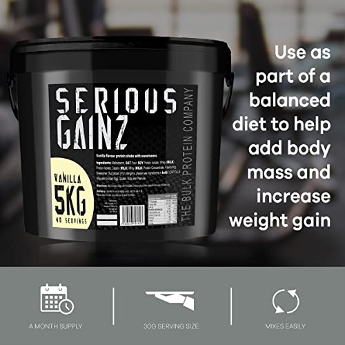 The Bulk Protein Company, SERIOUS GAINZ - Whey Protein Powder - Weight Gain, Mass Gainer - 30g Protein Powders (Vanilla, 5kg) - Image 6