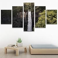 SIGNWIN 5 Panel Canvas Wall Art Mountain Waterfalls for Home Decorations Ready to Hang - 60