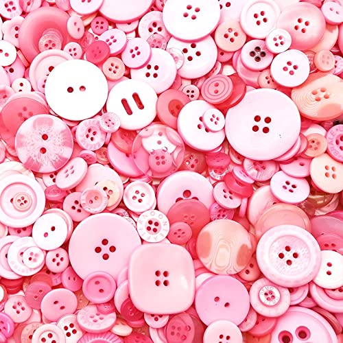 Esoca 650Pcs Pink Buttons For Crafts Pink Buttons Bulk For Art Buttons Resin Pink Craft Buttons For Arts, Diy Craft, Decor #TOP1