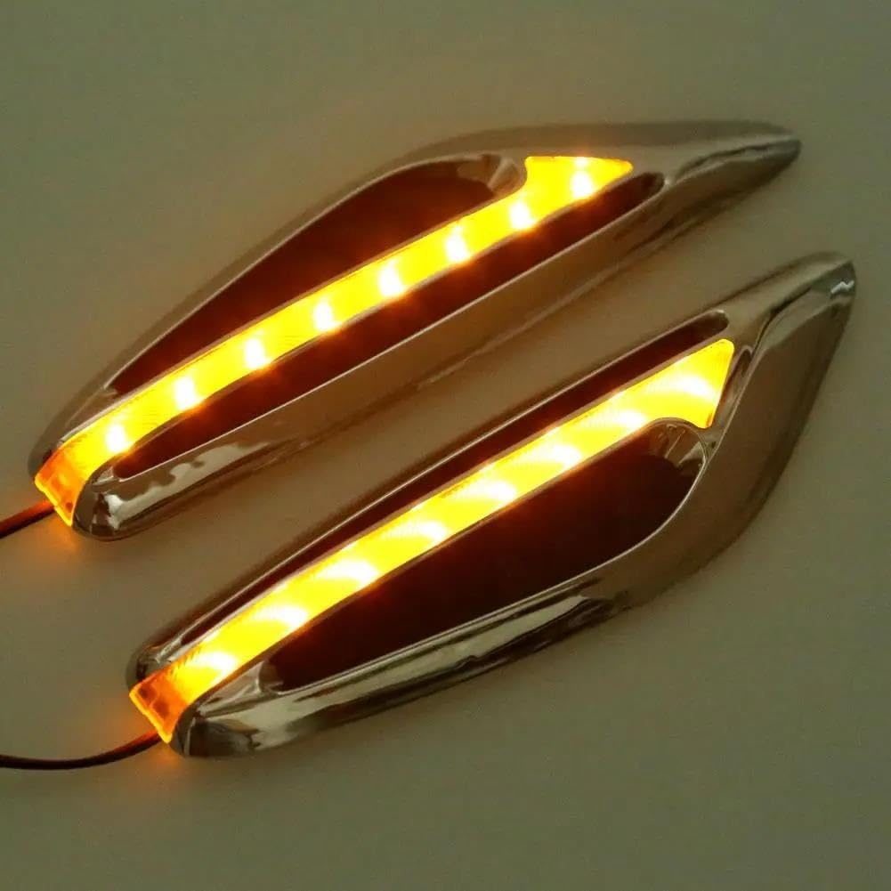Wing Mirror Indicator compatible with Car 12V Side Lights Marker Lamp Waterproof Side Blade Shape Light Bulbs LED s s(Blue)(Yellow)