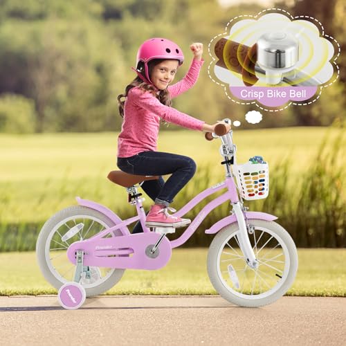 Image of BABY JOY Kids Bike, 12 14 16 18 20 Inch Boys Girls Bike w /Removable Basket | Kids Bicycle with Adjustable Seat & Handlebar, Handbrake & Coaster Brake, Training Wheels or Kickstand (Multi-Color Choices)