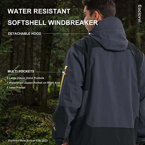 Men's Lightweight Jacket with Detachable Hood Waterproof Windbreaker Raincoat for Hiking Casual Sportswear3