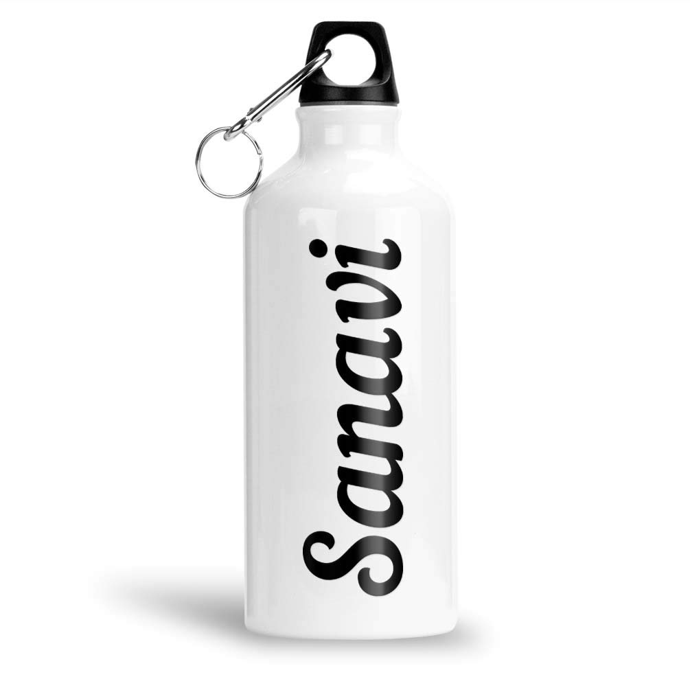 FurnishFantasyAluminium White Sipper Bottle 600 ml - Best Personalized Gift for Happy Birthday, Return Gift, Name - Sanavi