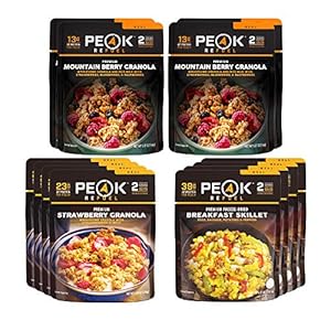 Peak Refuel Breakfast Variety 12 Pouch Pack | Freeze Dried Backpacking and Camping Survival Food | Breakfast Meal Pouches | Amazing Taste | High Protein | Real Meat | Quick Prep