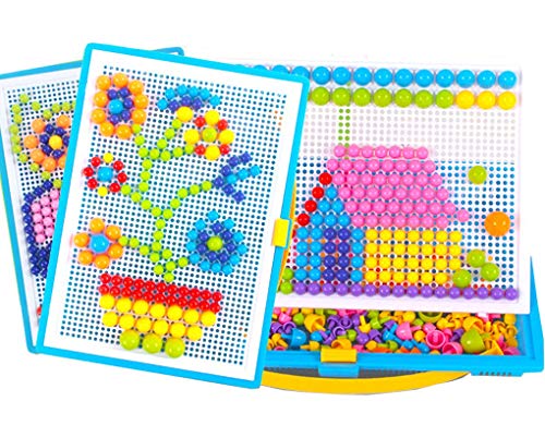 980 Stecker Puzzle Steckspiel Pilz Nägel Pädagogische Baustein Spielzeug Kreative DIY Mosaik Spielzeug Steckpuzzle Lernspielzeug Geburtstag Weihnachtsfest-Geschenk für Kinder Baby ab 3 Jahre alt