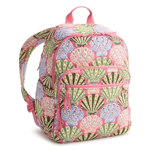 Vera Bradley Womens Premium Cotton Bancroft Backpack 15 Laptop & Trolley Sleeves Cottage Shells 24L