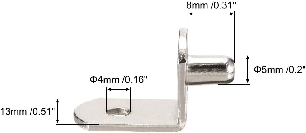 uxcell Shelf Support Peg,5mm L-Shaped Support, Furniture Cabinet Closet Shelf,Bracket Pegs with Hole,for Kitchen Furniture Book Shelves Supplies,20pcs