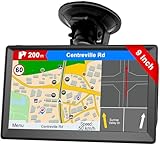 GPS Navigator for Car with Latest 2025 Map Free Update, Car GPS Navigation System for Truck Commercial Drivers with POI/Zip Search, Support Voice Turn Guidance, Red Light Warning, Speedcam Alerts, FM