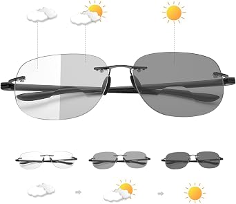 YIMI Photochromic Bifocal Reading Glasses for Men Women UV Sun Readers Computer Anti Blue Light Far and Near Dual Use Glasses