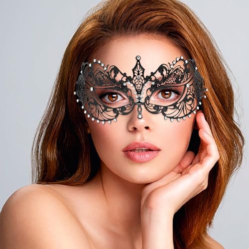 Image of Thmyo Couple's Venetian Masquerade Masks, Metal Mask Costumes Mardi Gras Prom Mask Set