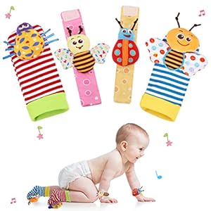 Baby Rattle Toys 0-6 Months, Infant Rattle Socks 3-6 Months,Wrist Rattles and Foot Rattle Toys for Babies,Baby Shower…