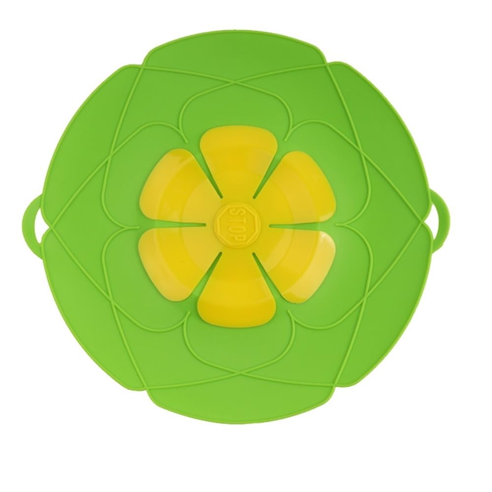 Shungong 2pcs Silicone Spill Stopper Lid - Flower Shape Cover For Pots And Pans - Kitchen Cooking Accessories(Green)