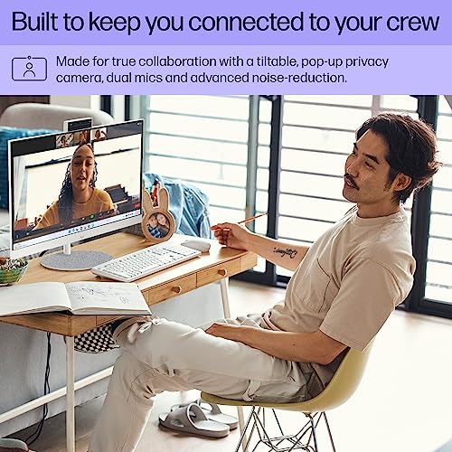 Image of HP 27 inch All-in-One Desktop PC, FHD Display, 13th Gen Intel Core i7-1355U, 16 GB RAM, 512 GB SSD, Intel UHD Graphics, Windows 11 Home, 27-cr0080 (2023)