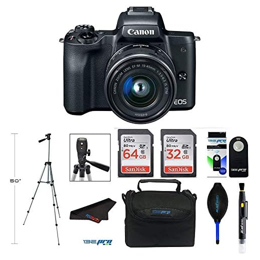 Canon EOS M50 Mirrorless Digital Camera with 15-45mm Lens (Black) + Pixibytes Bundle