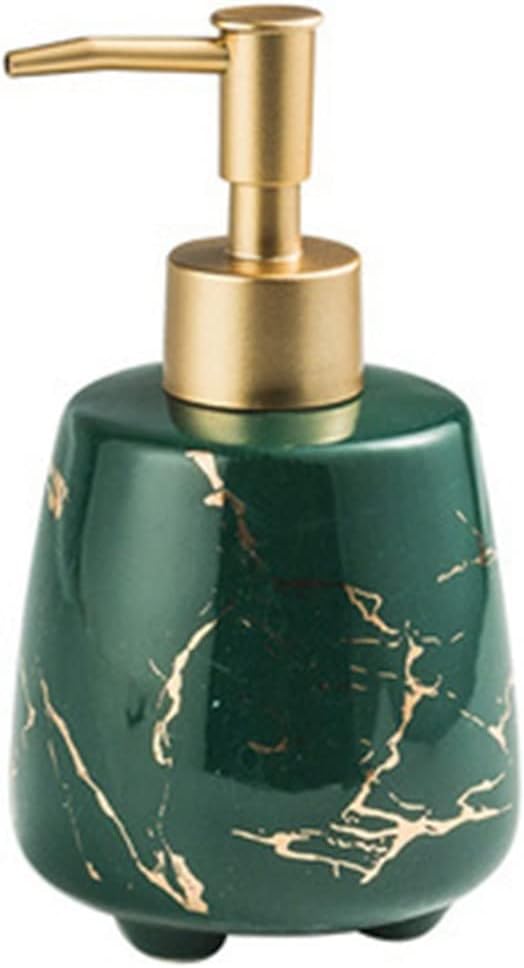 Bathroom Soap Dispenser Light Luxury Bathroom Hand Sanitizer Lotion Bottle Creative Ceramic Household Bathroom Bathroom Decoration Small Round Bottle 300ml Lotion Dispensers (Color : Gray) (Green)