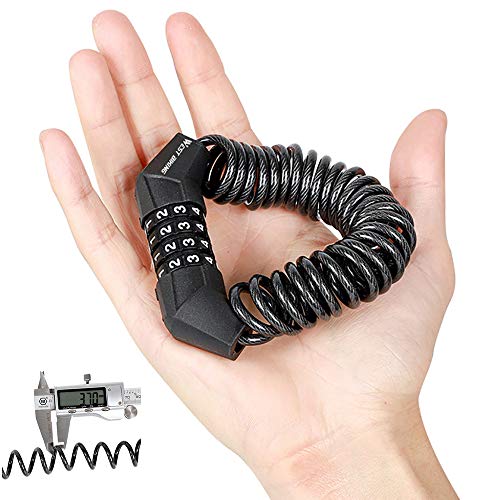 image for Aiqudou Bicycle Cable Lock, Portable Mini Bike Lock Cable, Resettable 