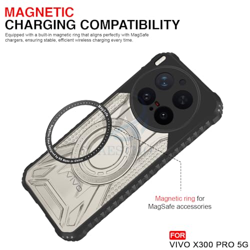 Image of AESTMO Hybrid Shockproof Back Cover Case for Vivo X300 Pro 5G Compatible with MagSafe | Hard Back Case Cover for Vivo X300 Pro 5G (PC & TPU, Translucent Back, Black Sides)