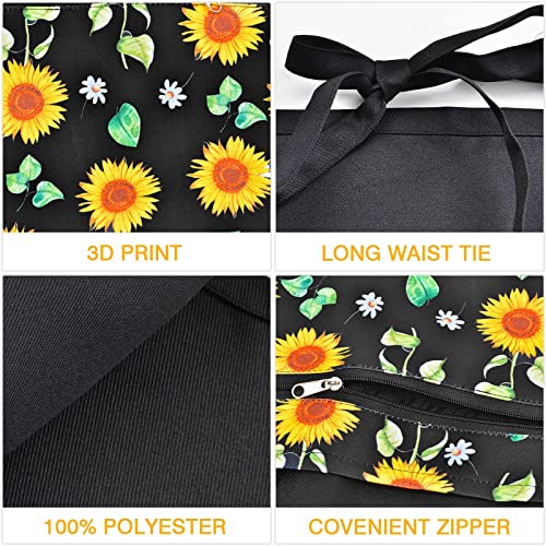 Pamaid Server Waist Aprons, Waitress Kitchen Restaurant Half Apron Professional For Men Women With 6 Pockets (Sunflower) #TOP2