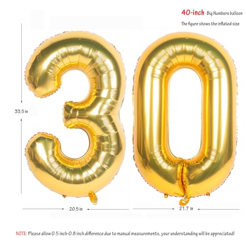 Image of 40 Inch gold Number Balloons 30 Helium Foil Mylar Balloon | Birthday Party banquet Decoration 30