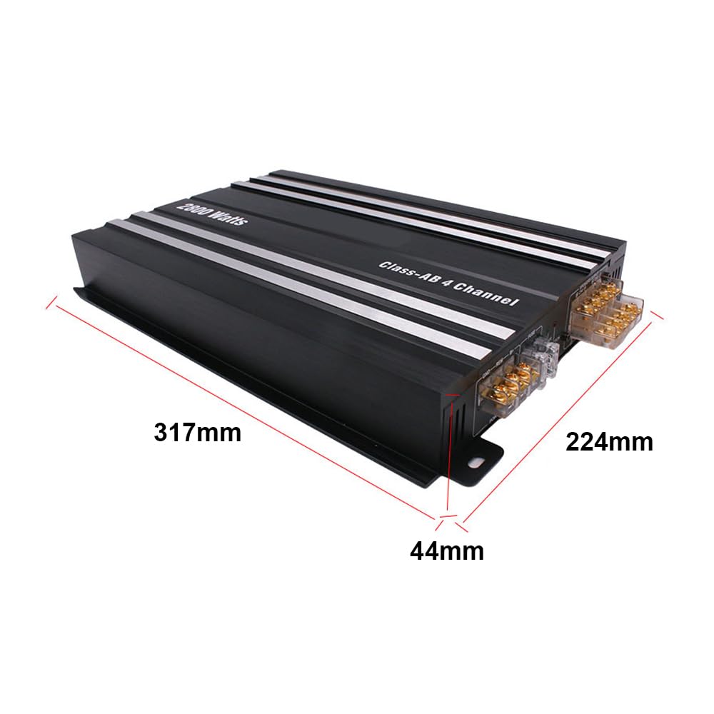 Amplificatore audio per auto Amplificatore per altoparlanti per auto a 4 canali di classe AB con audio stereo ad alta fedeltà, supporto 2/4 Ohm
